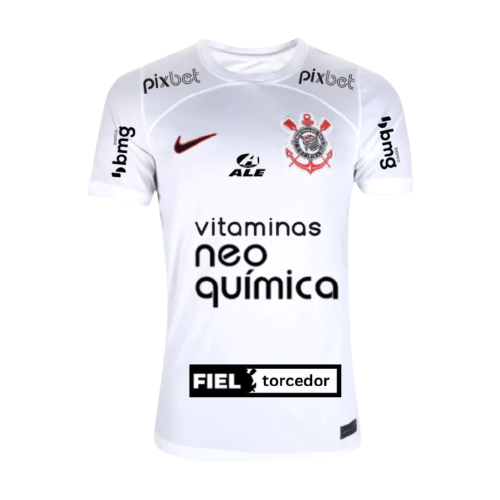 Camisa Corinthians Home 23/24 - Com Patrocínio - Torcedor - Masculino - Branco