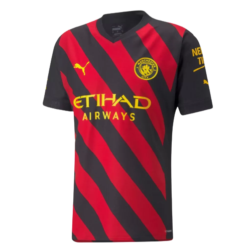 Camisa Manchester City Away 22/23 - Torcedor - Masculino - Preta e Vermelha